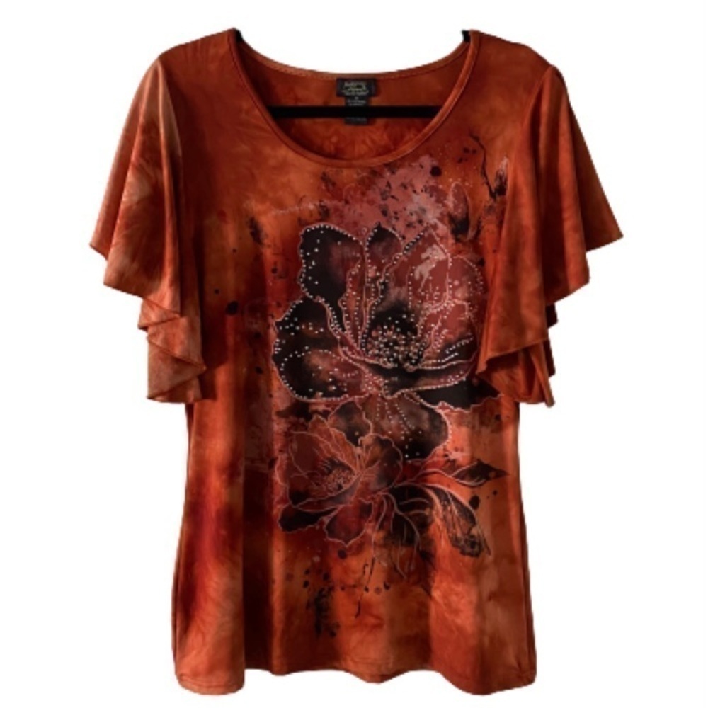Shannon Ford New York Burnt Orange Beaded Top​​​​​​​​​​​​​​​​​​​​​​​​​​​​